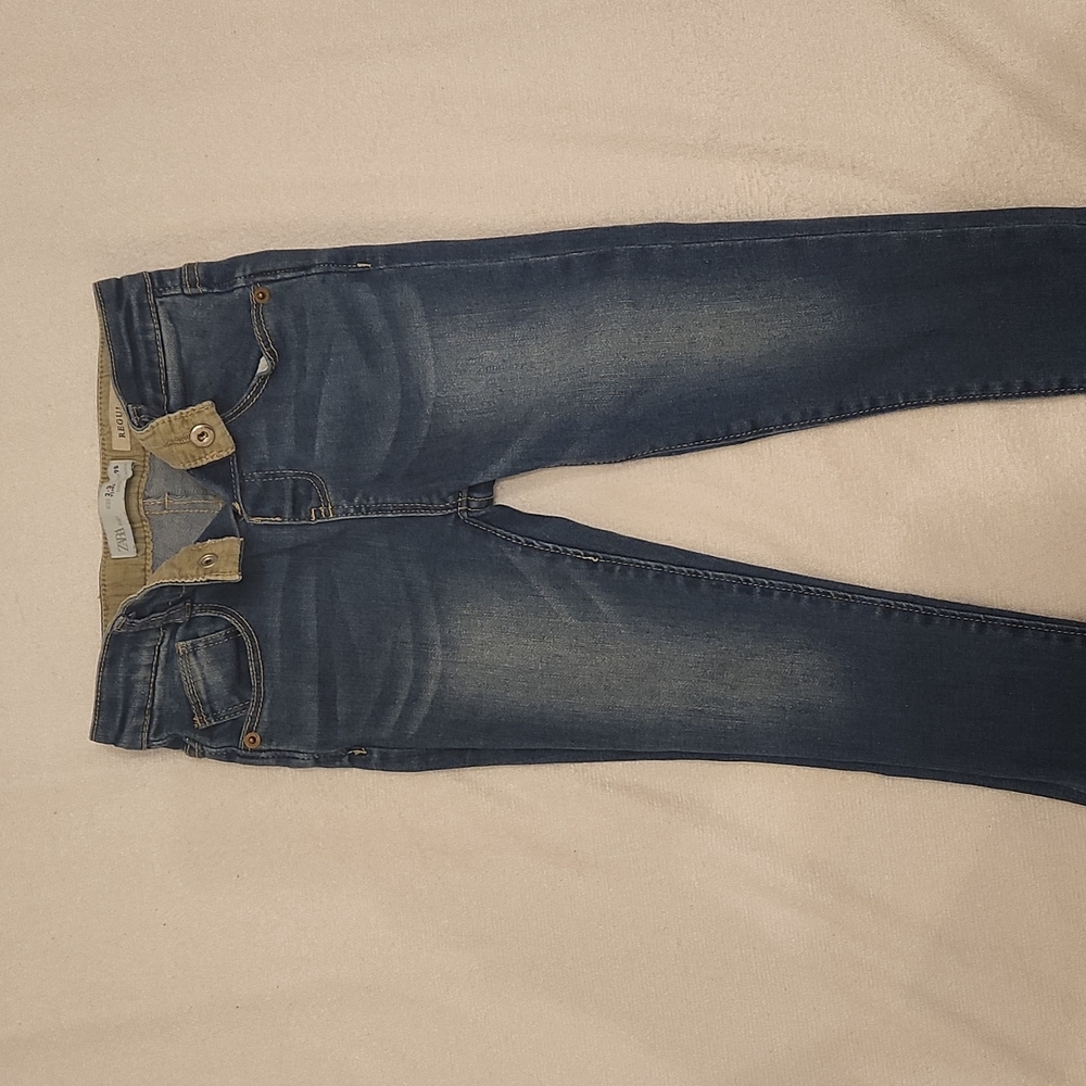 Zara 2-3 years boys blue jeans with white knee wash.